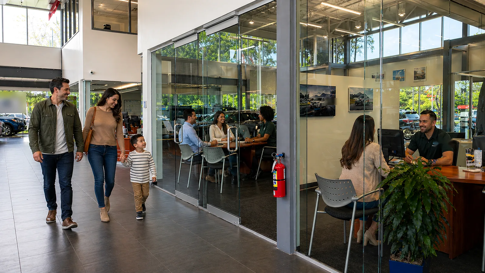 Car dealership finance offices changing from clear glass to privacy glass for customer conversations