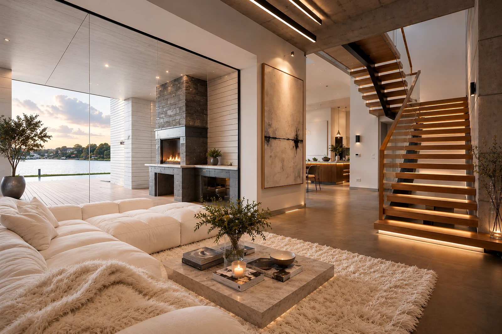 Smart glass luxury residential glass wall changing from clear to private for premium home privacy