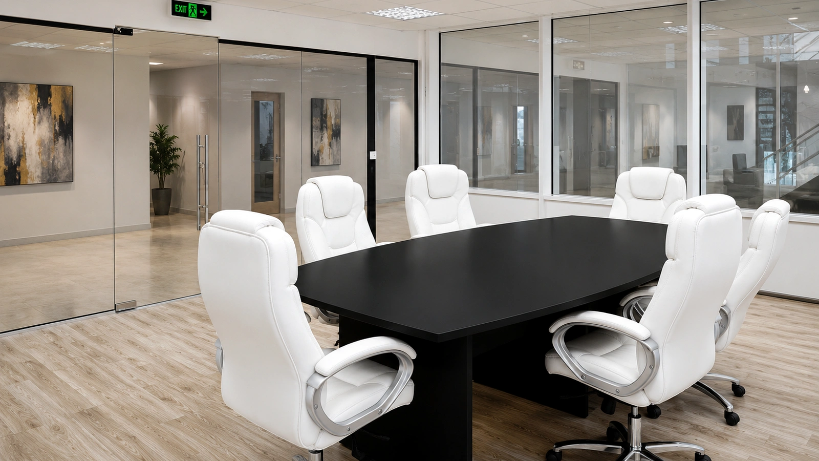Atlanta commercial meeting room with privacy glass activated