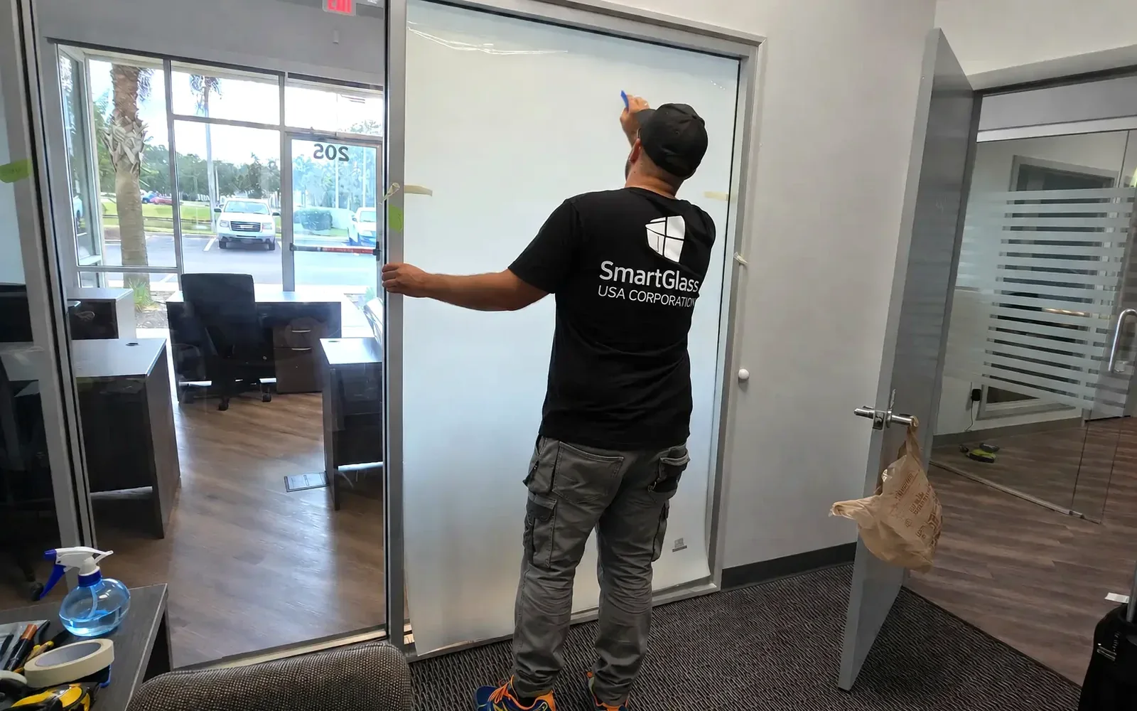 Commercial smart film installation support for Dallas glass dealers and glaziers