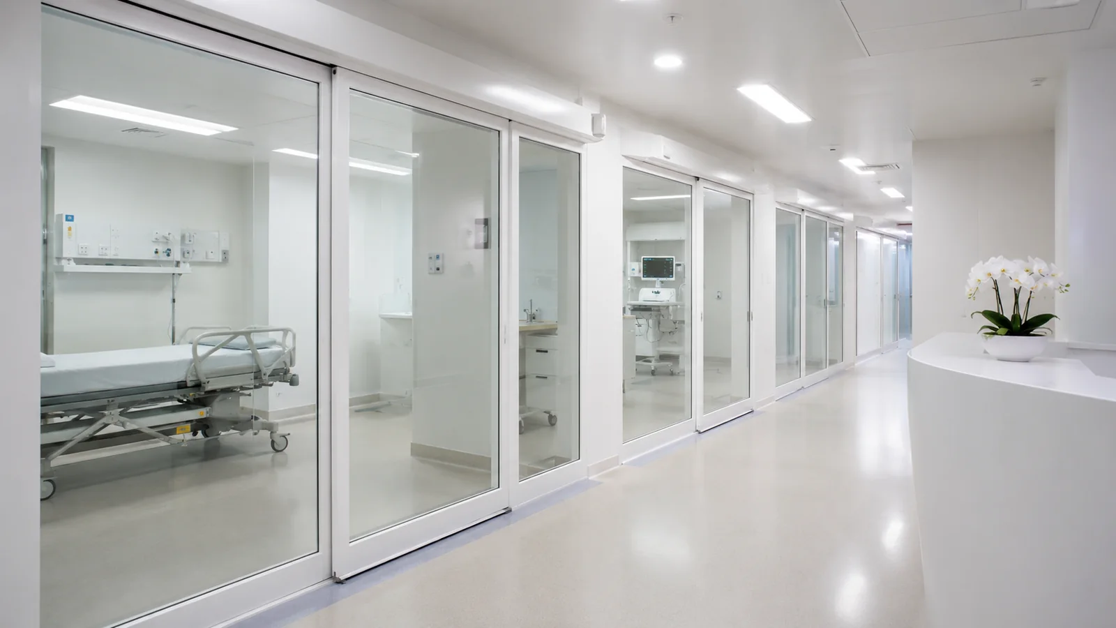Dallas healthcare office with PDLC privacy glass for patient privacy and medical consultation spaces