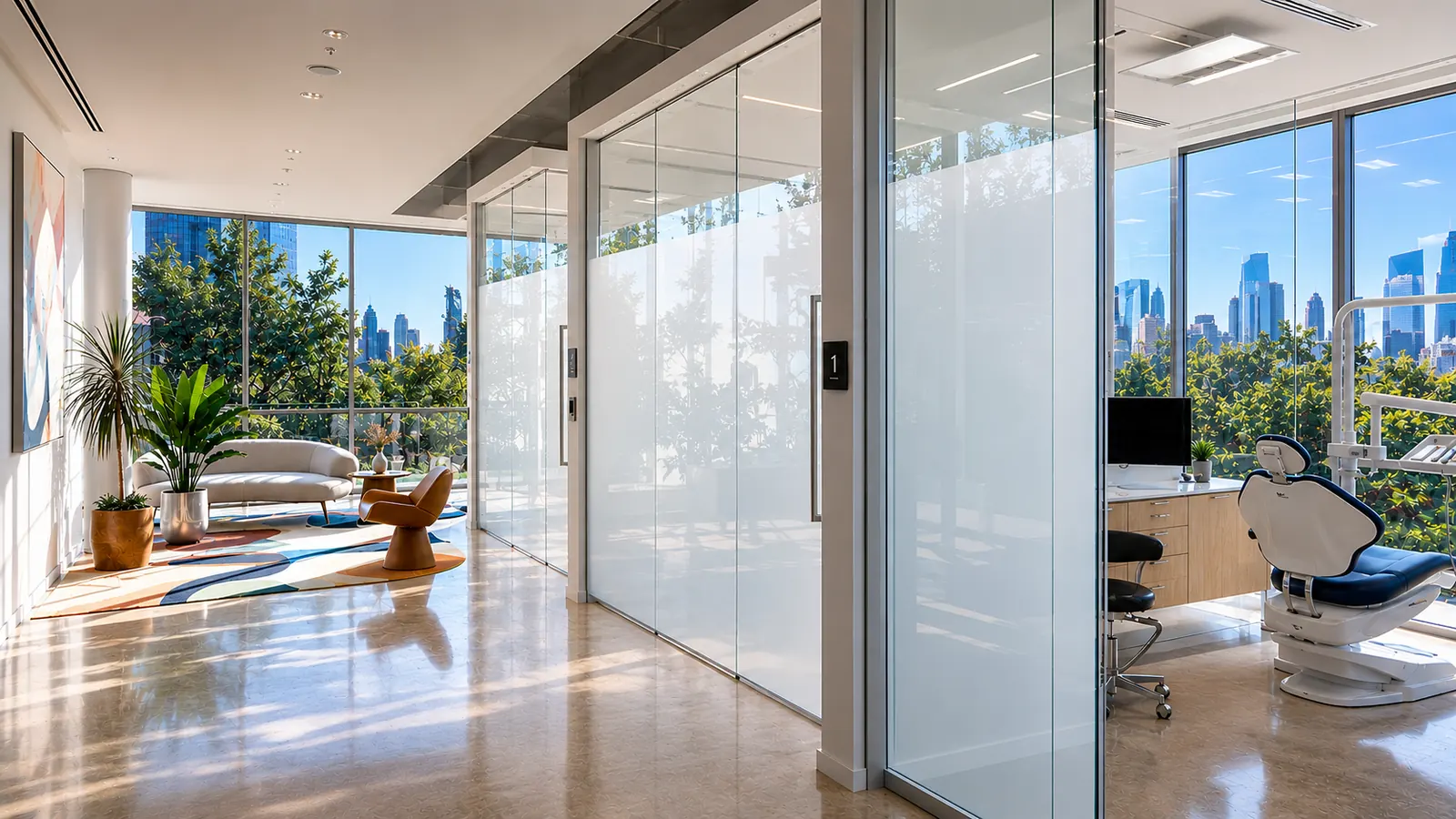 PDLC smart film privacy solution for clinics and healthcare glass partitions