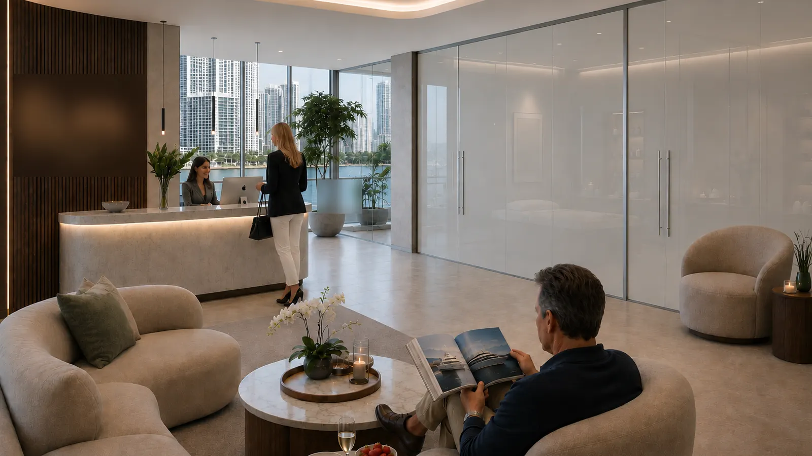 Switchable smart glass privacy for hospitality and wellness interiors in Miami