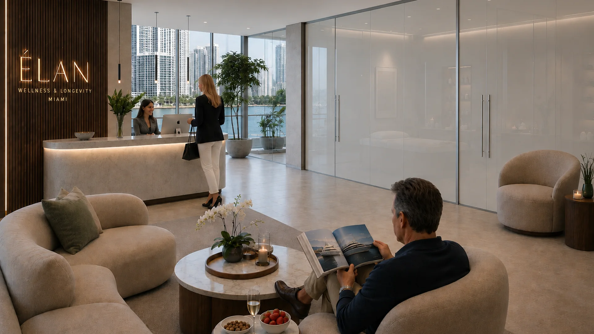Miami wellness spa with privacy glass active