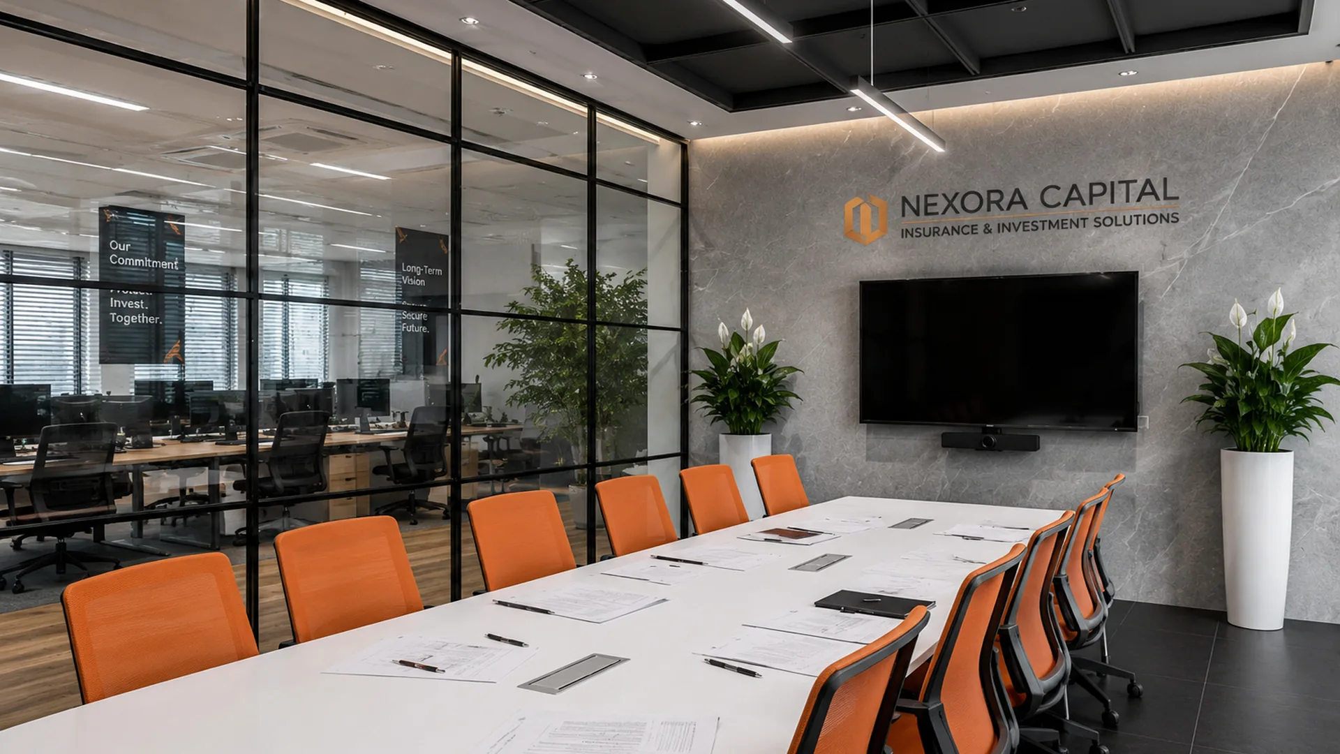 Corporate New York New Jersey boardroom with clear glass walls