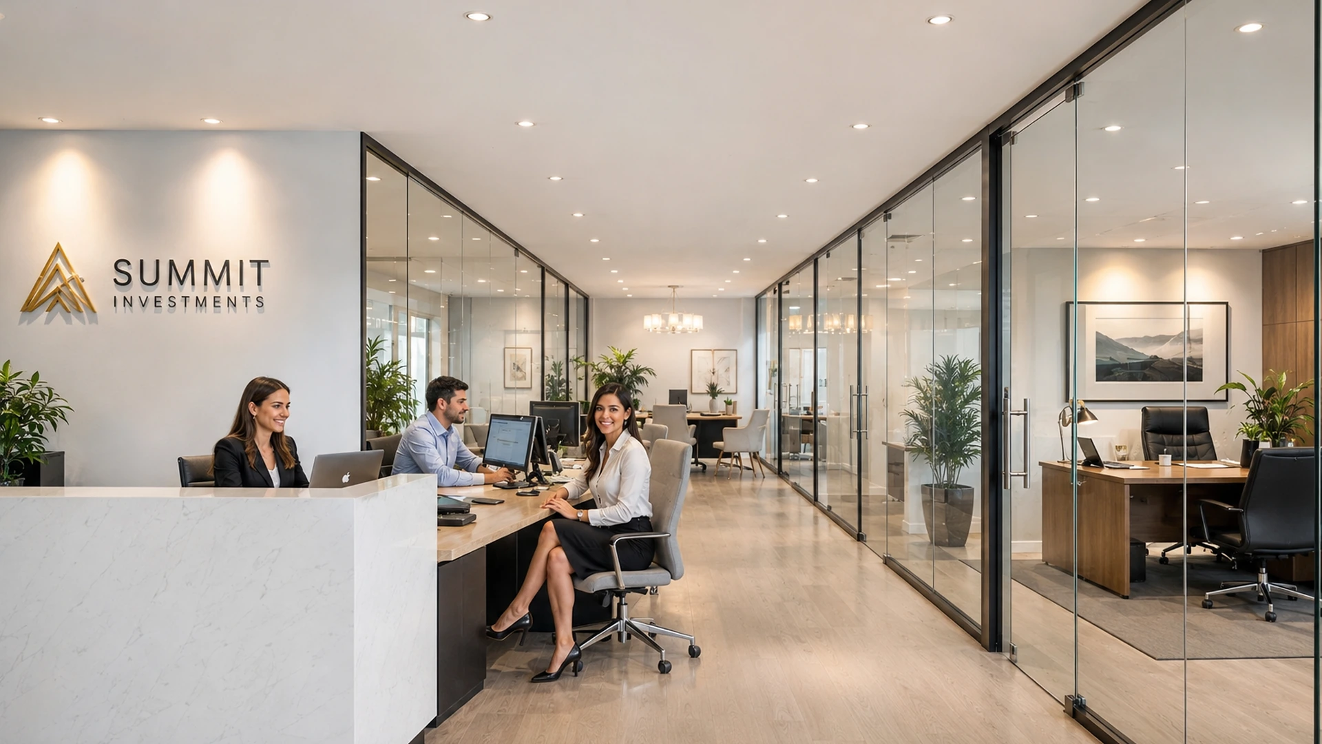 Executive office glass in clear state before privacy is activated